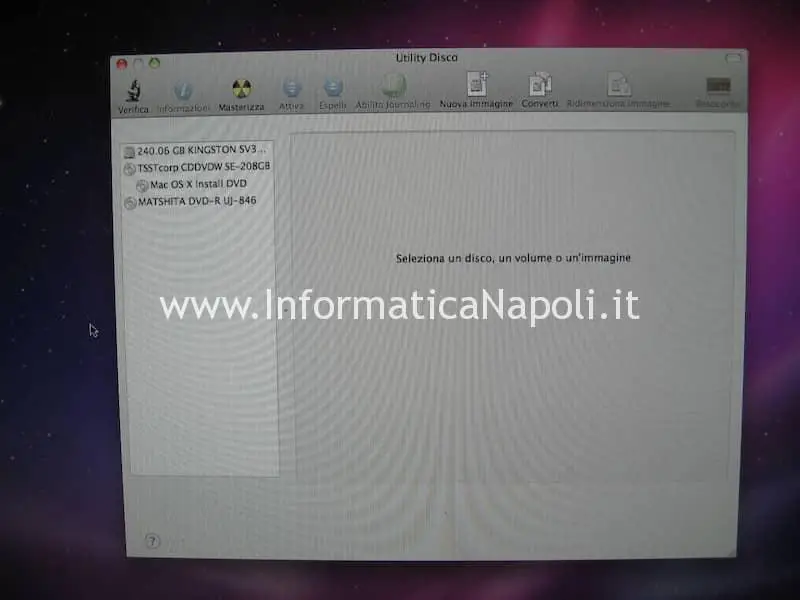 Formattazione Inizializzazione disco SSD iMac 20