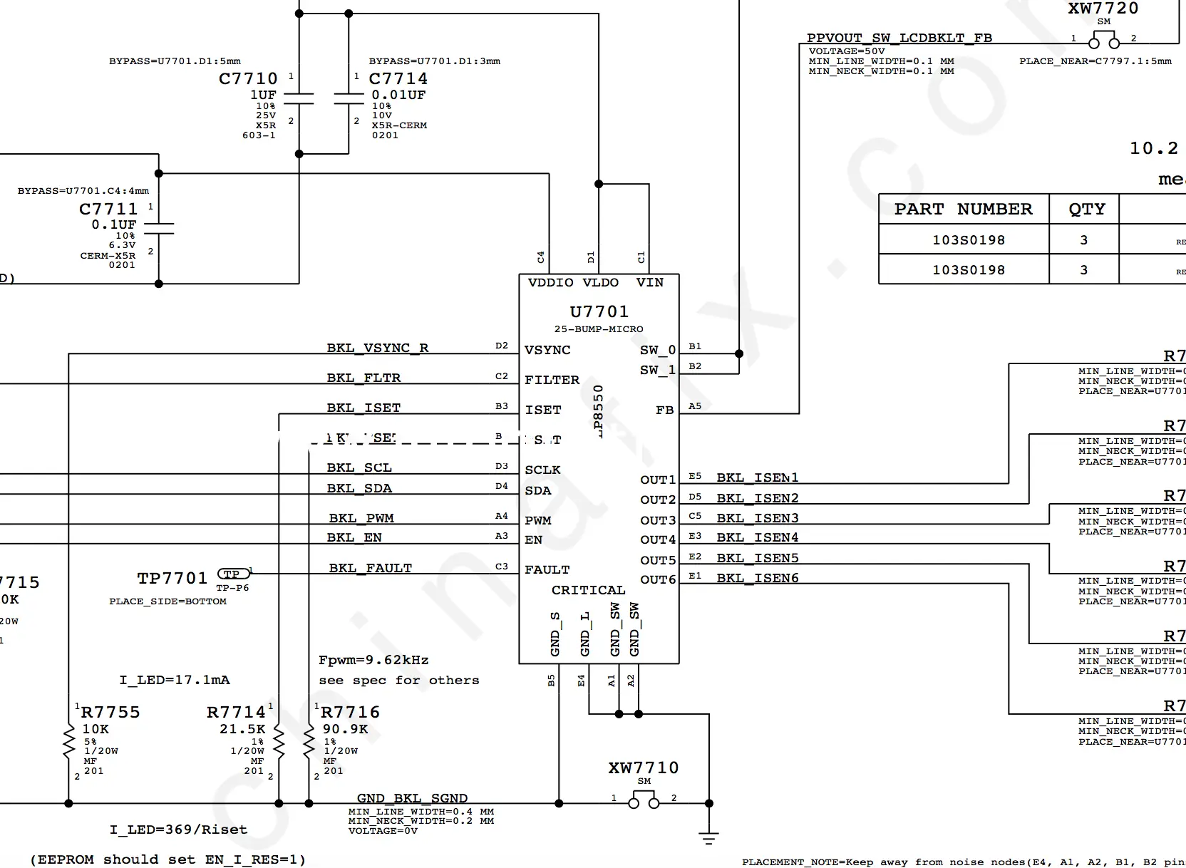 schema LP8550 U7701 ripristino retroilluminazione backlight retroilluminazione macbook air 11 | 13