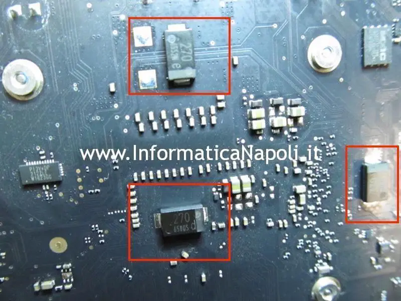 assistenza riparazione scheda logica iMac a1418 21.5 sostituzione condensatori