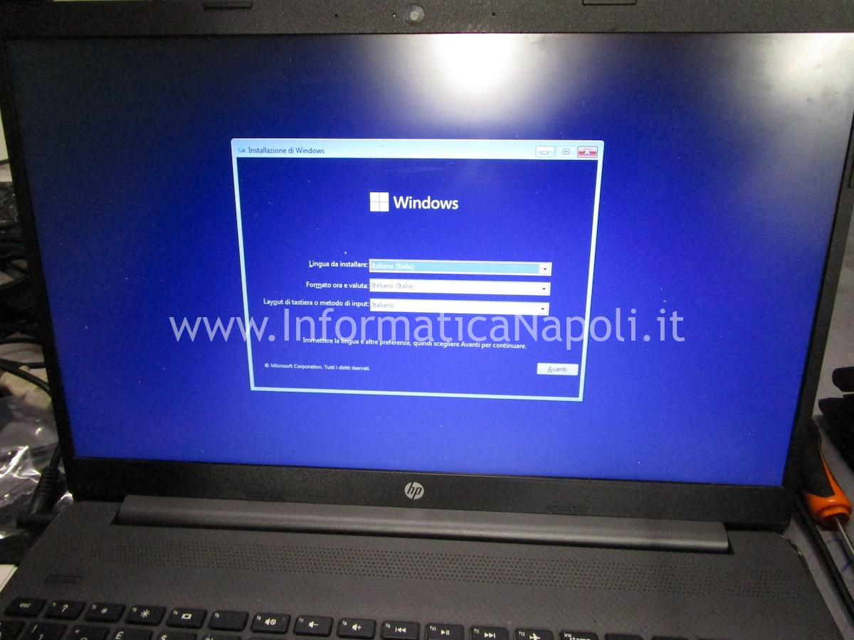 problema installazione windows 10 11 su HP 250 G8 non rileva SSD